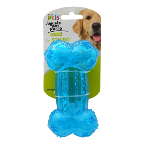 Juguete para perro hueso prisma Juguete para perro hueso prisma con sonido de color azul, ayuda a controlar la fuerza de mordida, incentiva su sentido auditivo e instinto de caza