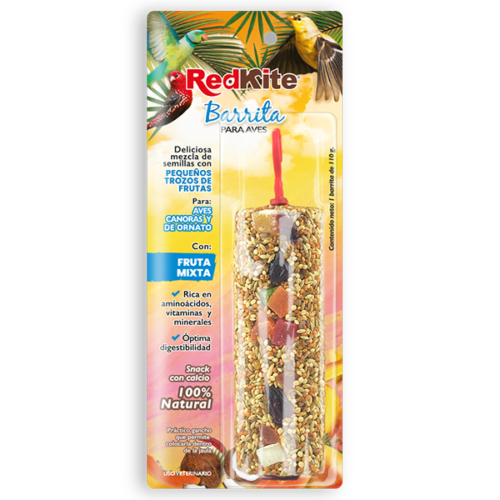Barritas de Semilla con mezcla de frutas, delicioso snack para Aves Canoras y de Ornato ofrecen diferentes sabores y texturas que estimulan la curiosidad