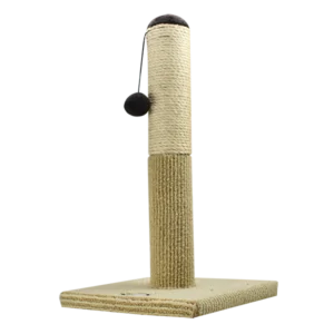 Rascador para gatos, ideal para que tu gato se ejercite y pase horas de juego. Hecho de materiales Fibra Yute y forrado con alfombra, que permiten afilar sus uñas de manera segura para él para y tus muebles. Se puede utilizar con cualquier gato sin importar su edad.