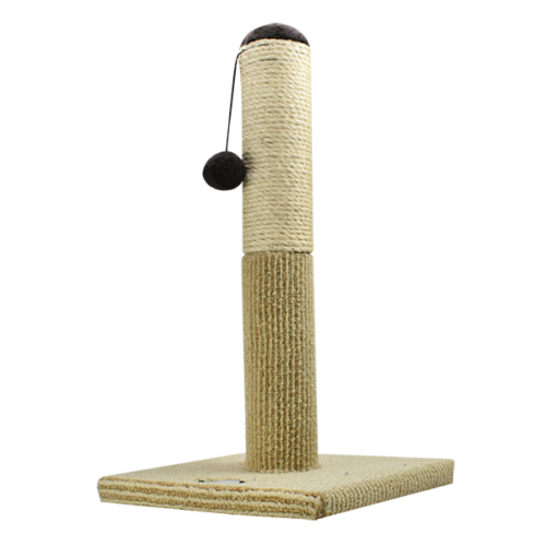 Rascador para gatos, ideal para que tu gato se ejercite y pase horas de juego. Hecho de materiales Fibra Yute y forrado con alfombra, que permiten afilar sus uñas de manera segura para él para y tus muebles. Se puede utilizar con cualquier gato sin importar su edad.
