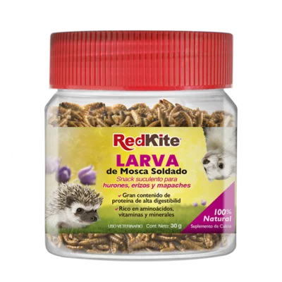 Alimento para Hurón y Erizos. La Larva de Mosca Soldado Seca de Redkite es un snack para erizos, hurones y mapaches con múltiples beneficios.