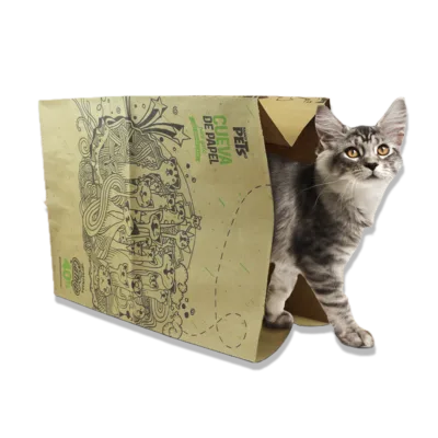 Bolsa papel con catnip para gato, Cueva de juguete sirve escondite y enriquecimiento para tu compañero felino, la bolsa está impregnada con catnip para contribuir al enriquecimiento olfativo y sensorial de tu gato.